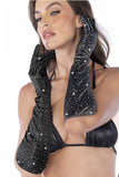 Mapale 135 Satin Rhinestone Opera Gloves Color Black-Rhinestone