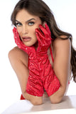 Mapale 135 Satin Rhinestone Opera Gloves Color Red-Rhinestone