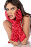 Mapale 135 Satin Rhinestone Opera Gloves Color Red-Rhinestone