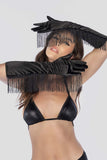 Mapale 136 Satin Fringe Opera Gloves Color Black
