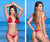 Mapale 6655 Ribbed Bikini Color Shimmery Red