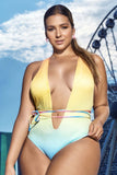 Mapale 6687X Ribbed One Piece Swimsuit Color Printed