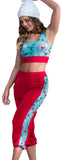 Mapale 7409 Two Piece Pajama Set. Top and Pants Color Red-Mint Print