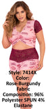 Mapale 7414X Two Piece Pajama Set. Top and Shorts Color Rose-Burgundy