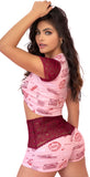 Mapale 7414 Two Piece Pajama Set. Top and Shorts Color Rose-Burgundy