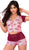 Mapale 7414 Two Piece Pajama Set. Top and Shorts Color Rose-Burgundy