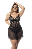 Mapale 7489X Two-in-One Babydoll and Two Piece Set Color Black