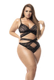 Mapale 7489X Two-in-One Babydoll and Two Piece Set Color Black