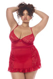 Mapale 7507X Babydoll with matching G-String Color Red