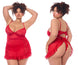 Mapale 7507X Babydoll with matching G-String Color Red
