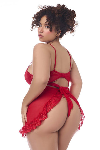 Mapale 7507X Babydoll with matching G-String Color Red