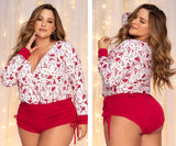 Mapale 7530X Long Sleeve Sleep Romper Color Holiday Print