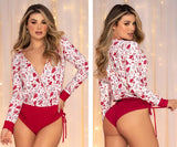 Mapale 7530 Long Sleeve Sleep Romper Color Holiday Print