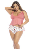 Mapale 7535X Two Piece Pajama Set Top and Shorts Color Coral-Love Print