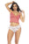 Mapale 7535 Two Piece Pajama Set Top and Shorts Color Coral-Love Print