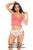 Mapale 7535 Two Piece Pajama Set Top and Shorts Color Coral-Love Print