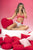 Mapale 7536 Two Piece Pajama Set Top and Shorts Color Coral-Love Print