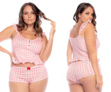 Mapale 7592X Two Piece Pajama Set Color Vichy Pink Plaid