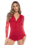Mapale 7594 Long Sleeve Sleep Romper Color Red