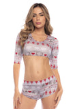 Mapale 7598 Two Piece Pajama Set Color Holiday Print