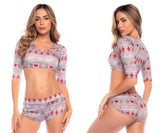 Mapale 7598 Two Piece Pajama Set Color Holiday Print