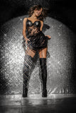 Mapale 7616 Long Gown with matching Panty Garter Belt Color Black