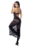 Mapale 7616 Long Gown with matching Panty Garter Belt Color Black