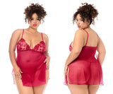 Mapale 7620X Babydoll with matching Panty Color Red