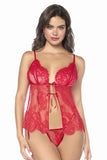 Mapale 7621 Babydoll with matching Panty Color Red