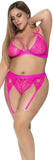 Mapale 8221X Three Piece Garter Set Color Hot Pink