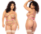 Mapale 8821X Sydney Bodysuit Plus Color Pink Garden