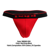 Papi 980902-950 3PK Cotton Stretch Thong Color Red-Gray-Black