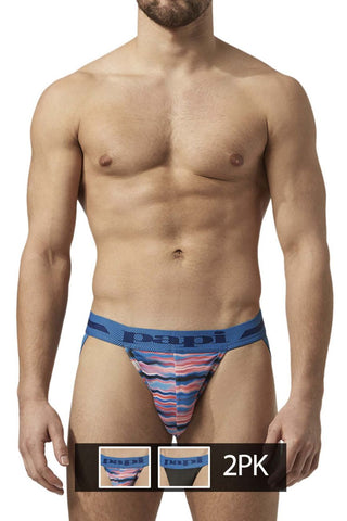 Papi UMPA081 2PK Microflex Jockstrap Color Waves-Black