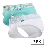 Private Structure EPUT4385 Pride 2PK Mid Waist Mini Briefs Color White-Green