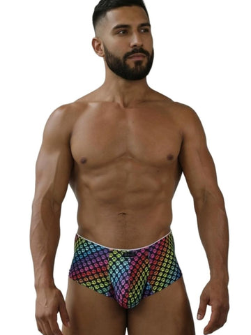 Xtremen 91283 Rainbow Printed Microfiber Briefs Color Paw print