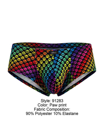 Xtremen 91283 Rainbow Printed Microfiber Briefs Color Paw print